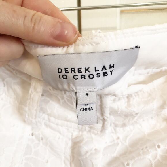 NWOT 10 Crosby Derek Lam White Eyelet Cargo Pant Capris - Picture 7 of 7